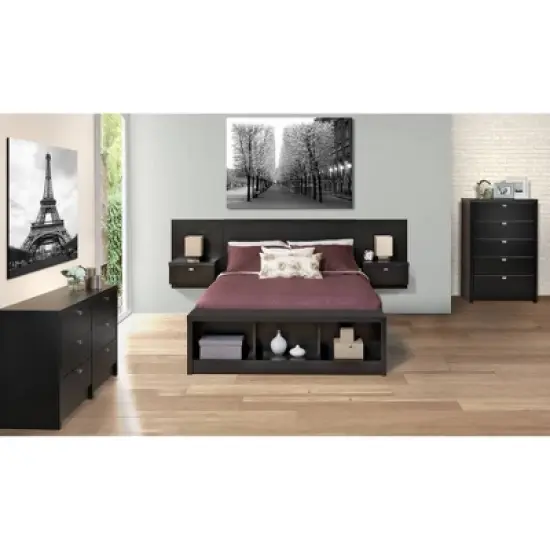 Series 9 Designer Floating Headboard with Nightstands - Prepac image {3}
