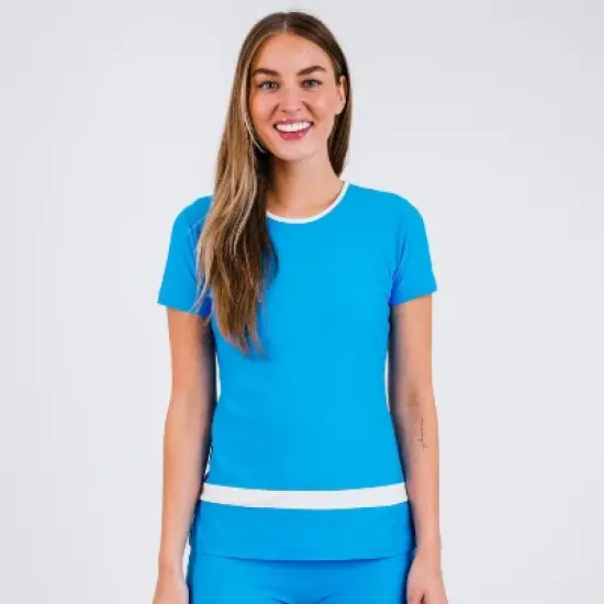 Calypsa Womens Short Sleeve Color Block Rash Guard image {3}