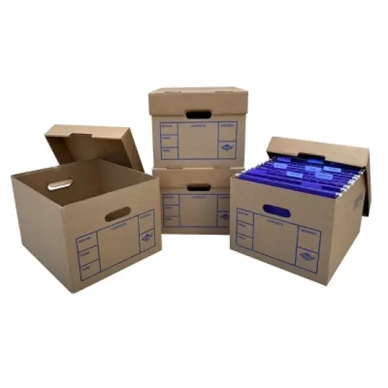 UBMOVE File Moving Boxes 200# Strength, Small, 15" x 12" x 10", 4 Pack image {4}