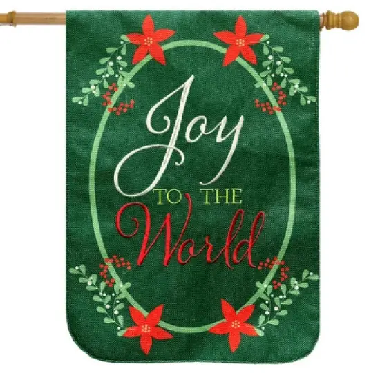 Briarwood Lane Christmas Burlap House Flag 40x28 For Outdoor Joyful World For Christmas House Flag image {1}