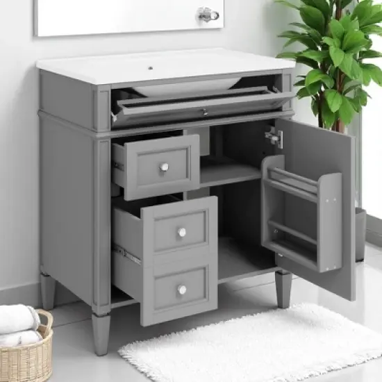 30" Bathroom Vanity with Sink &acirc;&acirc;&sbquo;?MDF and Solid Wood Cabinet, Roman Legs,Undermount Ceramic Sink,Freestanding Cabinet image {14}