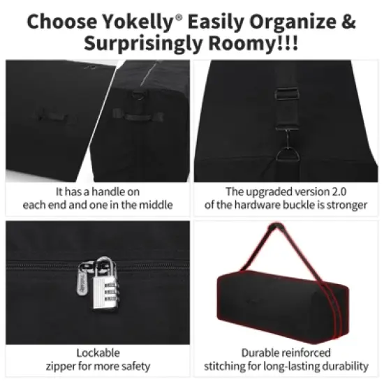 42 Inch Canvas Duffel Bag 150L Extra Large Luggage Duffle for Travel Sport and Camping - Black image {4}