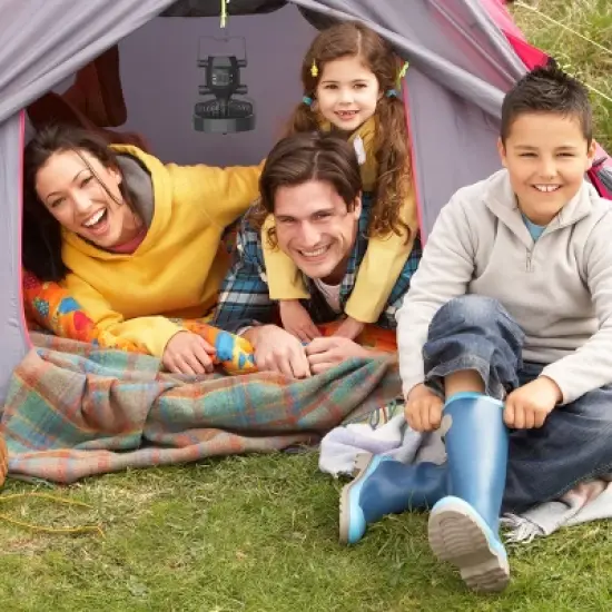 Leisure Sports 2-in-1 Camping Fan and LED Light - Battery-Operated for Hanging or Tabletop Use - Black image {4}