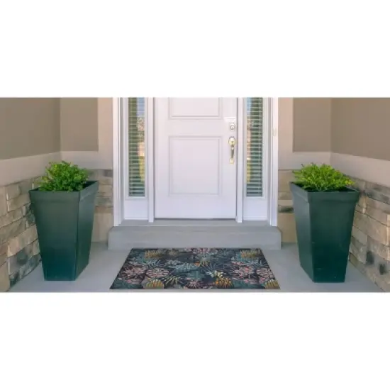 Melling Washable Outdoor Rug Navy/Gold - Linon image {1}