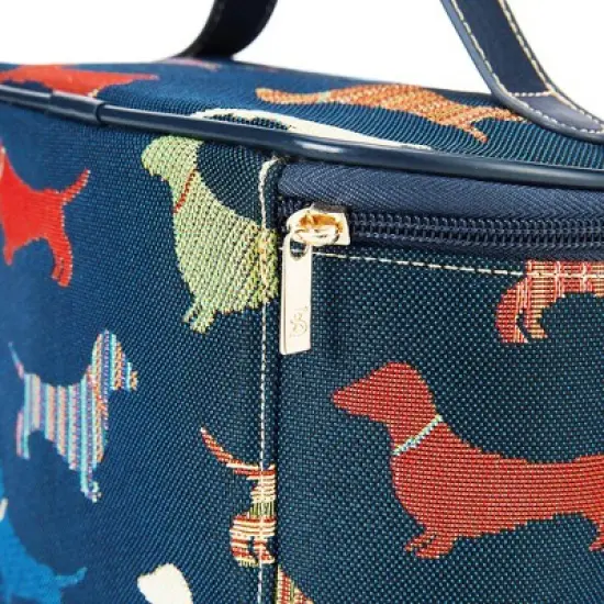 Signare USA Dachshund Dog Blue Toiletry Vanity Bag image {5}