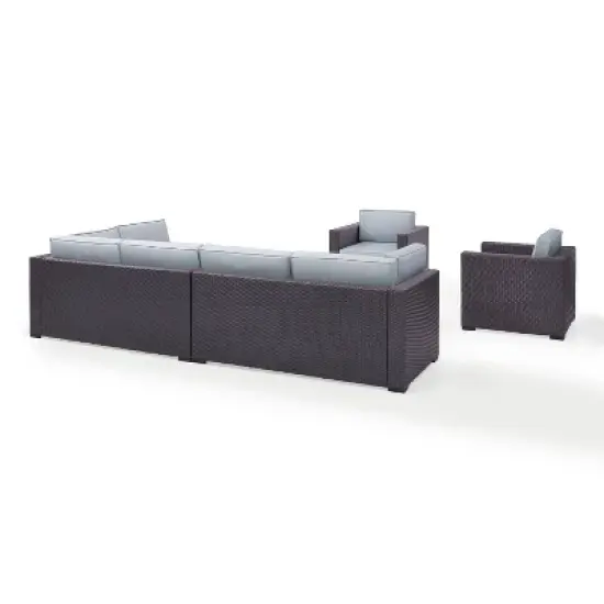 Biscayne 7pc Outdoor Wicker Sectional Set - Mist - Crosley image {6}