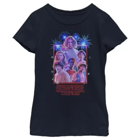 Girl's Stranger Things Fourth of July  Character Frame T-Shirt image {3}