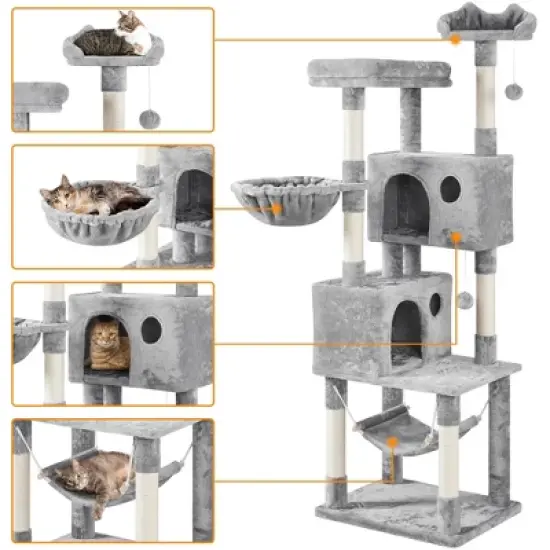 Yaheetech 73"H 4-level Plush Cat Tree Tower with Condos Platform image {3}