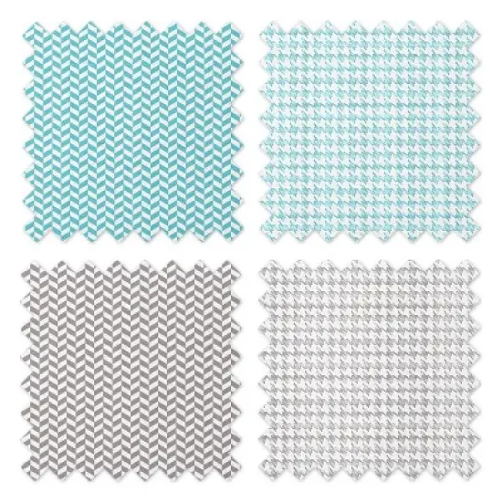 Bacati - Houndstooth/Herringbone Muslin Swaddling Blankets set of 4  Aqua/Gray image {4}