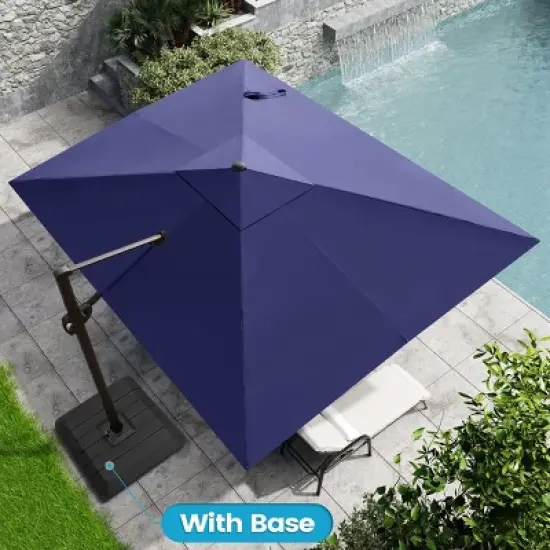 Crestlive Products 9x10.5FT Cantilever Umbrella UV30+ Outdoor 360 Degree Rotation Offset Umbrella 6 Heights Adjustable with Base image {10}