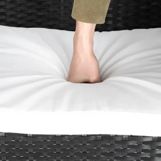 KTMBDW 4 Pieces Patio Set Outdoor Wicker Furniture Sets Modern Rattan Chair Conversation Sofa Sets with Glass Coffee Table for Yard and Bistro image {4}