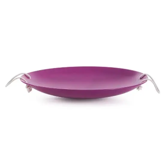 Slippery Racer ProDisc 26 Inch Heavy Duty Aluminum Iron Alloy Metal Kids Winter Saucer Snow Sled with Dual Riveted Soft Grip Rope Handles, Purple image {2}