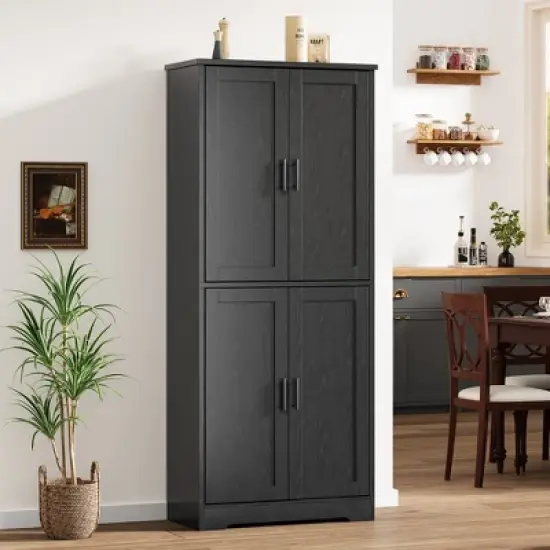 70"  Tall Kitchen Pantry Cabinet with 4 Doors and Adjustable Shelves, Freestanding Storage Cabinet for Bathroom, Dining Room, Living Room image {2}