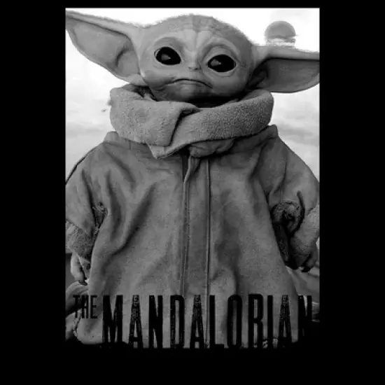 Men's Star Wars The Mandalorian The Child Gray Grayscale Pose Sweatshirt image {1}