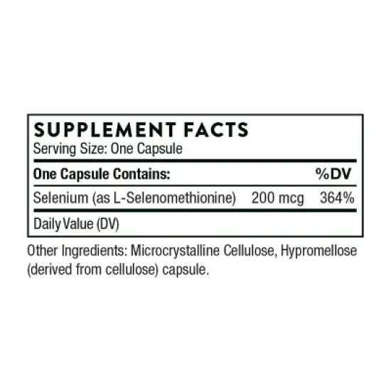 THORNE Selenium - 200 mcg Selenium Supplement for Antioxidant Support* - 60 Capsules image {1}