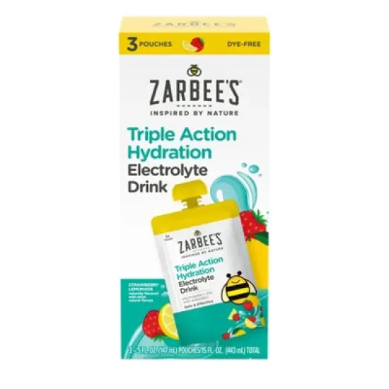 Zarbee's Triple Action Liquid Hydration Pouches - Strawberry Lemonade - 5 fl oz/3ct image {11}