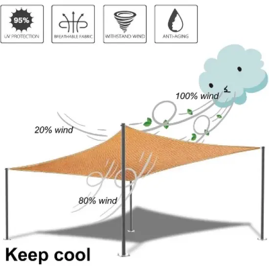 Handpoint Rectangle Patio Sun Shade Sail &ndash; Brown, UV-Blocking Outdoor Canopy image {5}