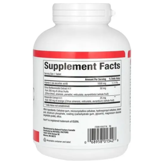 Natural Factors Vitamin C, Time Release, 1,000 mg, 180 Tablets image {1}