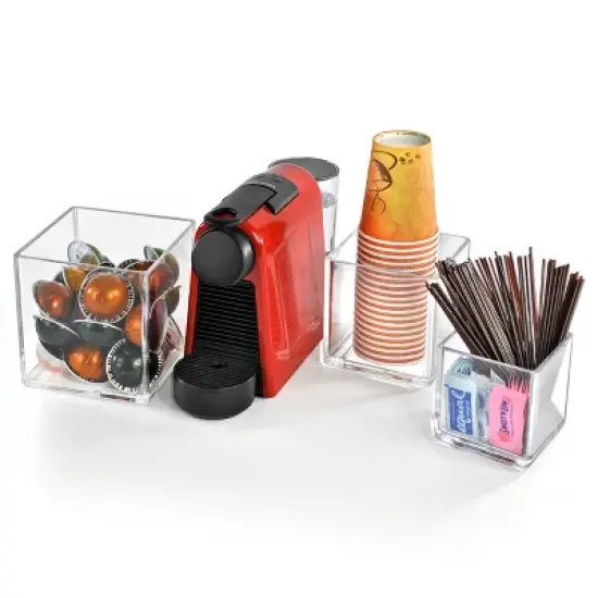 Azar Displays 4", 5", 6" Deluxe Clear Acrylic Square Cube Bin Set for Counter image {3}