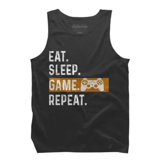 Men's Design By Humans Eat Sleep Game Repeat By MeowShop Tank Top image {3}