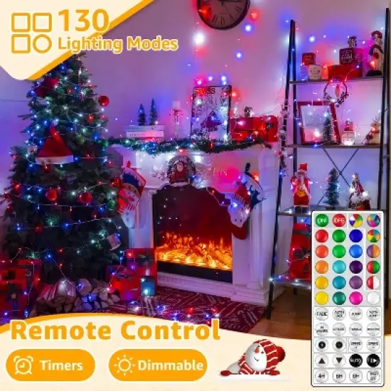 Ollny 100 LED Christmas RGB String Lights (Clear Cable, Connectable, 130 Modes) image {9}