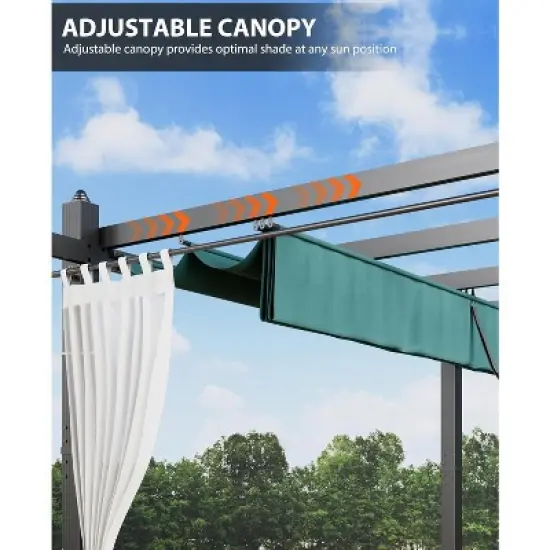 10x10ft Outdoor Aluminum Pergola Blue UV Block Canopy, Mesh Net, Rustproof Gray Frame, Tool-Free Assembly, Blue Curtains image {6}