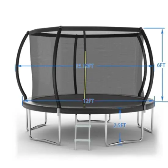 Okak 12/14FT UV-Protected Trampoline with Outer Safety Enclosure, Pumpkin Outdoor Trampolines with Thick Spring, Rebounder for Outdoor image {6}