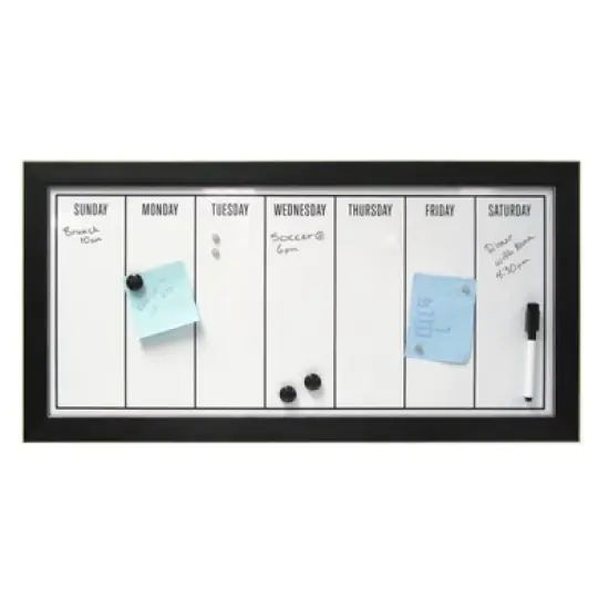 13" x 26" Wyeth Framed Magnetic Dry Erase Weekly Calendar Black - DesignOvation image {7}