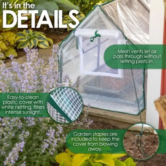 Garden Elements Indoor/Outdoor Metal Frame, Plastic Covered Angled Tunnel Greenhouse, White, Mini, 47&rdquo; image {2}