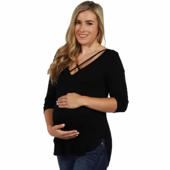 Womens Maternity Criss Cross Tunic Top image {1}