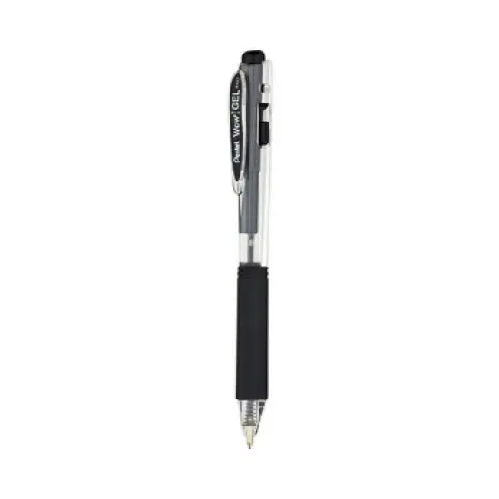 Pentel WOW! Gel Pen Bonus Pack, Retractable, Medium 0.7 mm, Black Ink, Clear/Black Barrel, 24/Pack image {3}