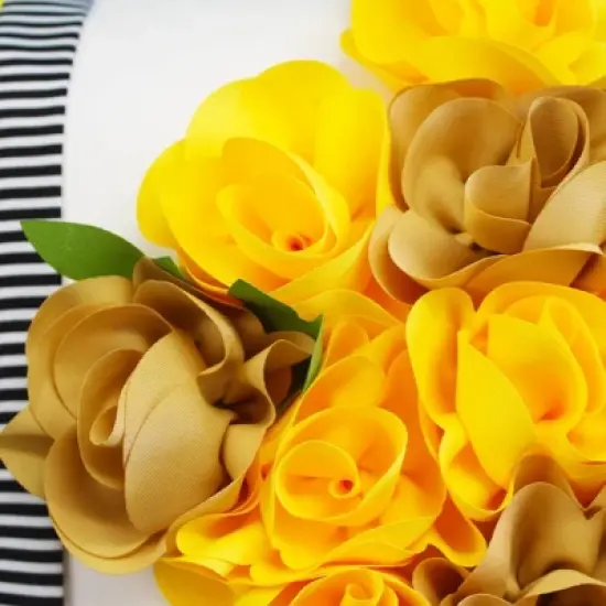 18" x 18" Striped Floral Roses Decorative Patio Throw Pillow - Edie@Home image {2}