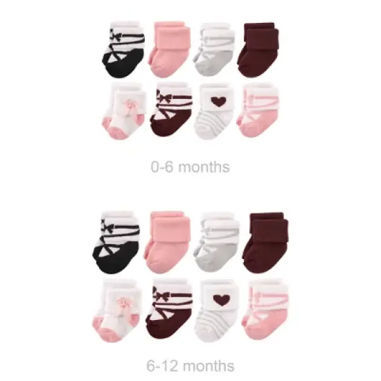 Hudson Baby Infant Girl Grow with Me Cotton Terry Socks, Ballet, 0-6 and 6-12 Months image {1}