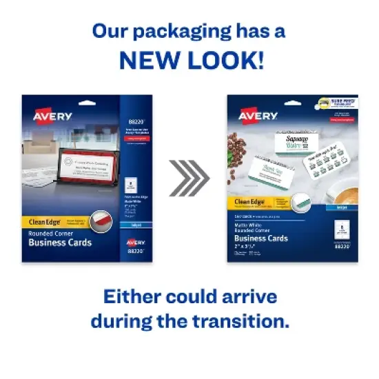 Avery Clean Edge Printable Business Cards with Sure Feed Technology, Rounded Corners, 2" x 3.5", White, 160 Blank Cards for Inkjet Printers (88220) image {1}
