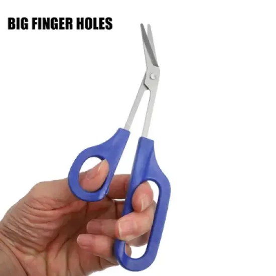 Unique Bargains Stainless Steel Toenail Scissors for Elderly Thick Nail Cuticle Trimmer Long Handled Manicure Pedicure Tool Blue 2 Pcs image {4}