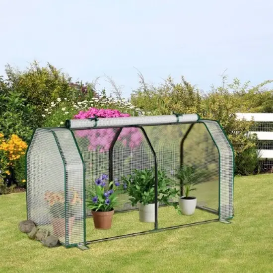 Costway 47.5''x 21.5''x 24''Portable Mini Greenhouse with 2 Zipper Doors & Ground Stakes image {1}