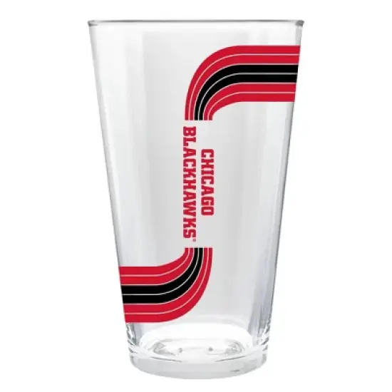 NHL Chicago Blackhawks Retro Wave Pint Glass - 16oz image {1}
