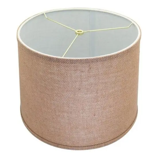 ALUCSET LLA-S1908 Soft Linen Burlap Drum Lampshades w/ Harp Support & Spider Mode Installation for Table Lamps and Floor Lights, Set of 2, Light Brown image {1}