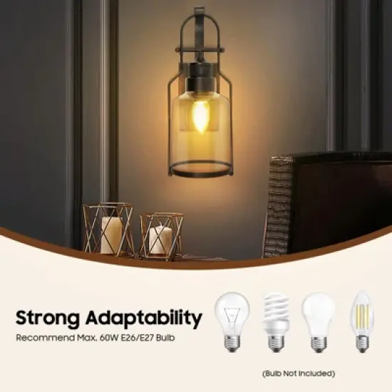 YIYIBYUS Rustic Farmhouse Clear Glass Sconces Antique Rust Wall Lamp image {4}