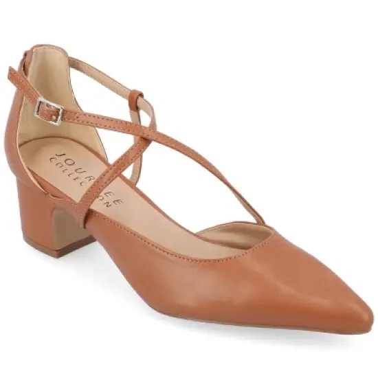 Journee Collection Womens Galvinn Crisscross Strap Pointed Toe Pumps image {13}