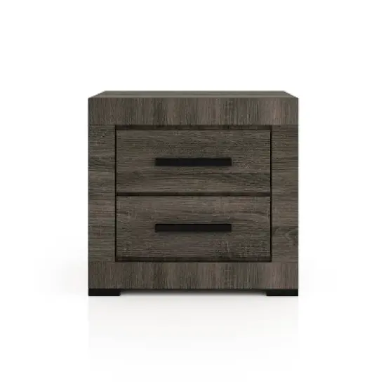 Roxava Contemporary 2 Drawer Nightstand Gray - miBasics image {4}