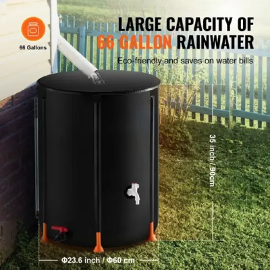 Mojgar Collapsible Rain Barrel 66 Gal Rain Catcher with Spigots and Overflow Kit image {3}