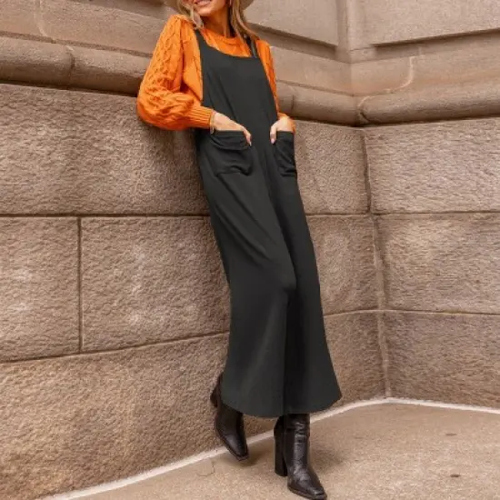 Women's Charcoal Sleeveless Wide Leg Jumpsuit - Cupshe image {1}