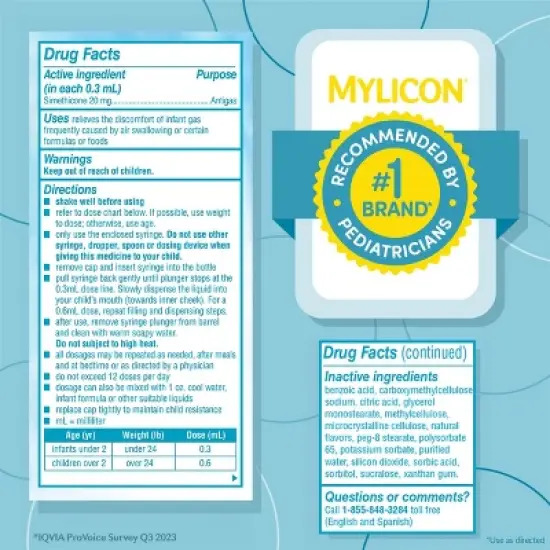 Mylicon Infants Gas Relief Drops Dye Free - 0.5 fl oz image {7}