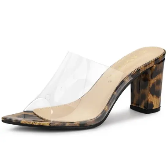 Allegra K Women's Clear Chunky Heel Slides Sandals Mules image {6}
