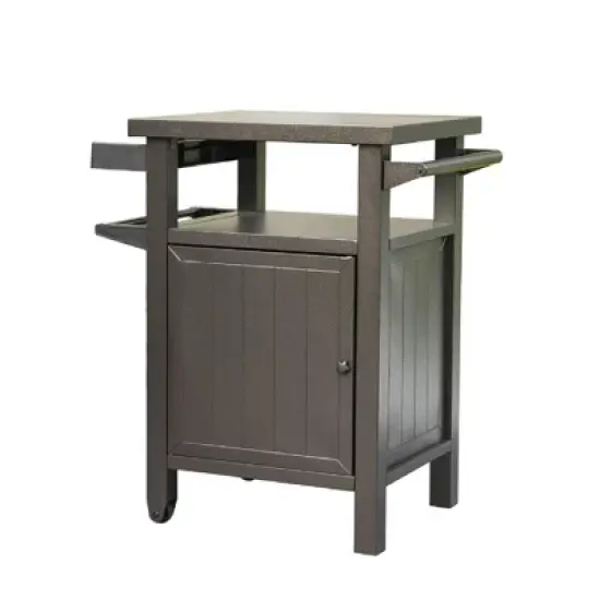 CLIHOME Outdoor Metal Grill Storage Carts,Portable Storage Cabinet Table with Wheels image {6}