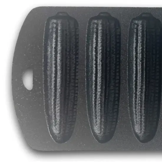 Bayou Classic 12 x 5 Inch Heavy-Duty Oven Safe Cast Iron Cornbread Pan w/7 Individual Ears of Corn Baking Molds for Golden Brown Bread w/Crispy Edges image {1}