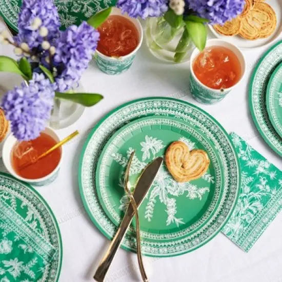 Emerald Toile Cocktail Napkins (25 per pack) image {3}