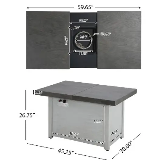 Christopher Knight Home Roy Contemporary Patio Extendable Aluminium Alloy 50,000 BTU Fire Pit Table image {2}