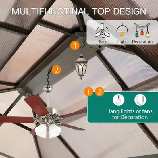 Hardtop Gazebo Outdoor Double Roof Canopy with Curtains & Netting image {4}